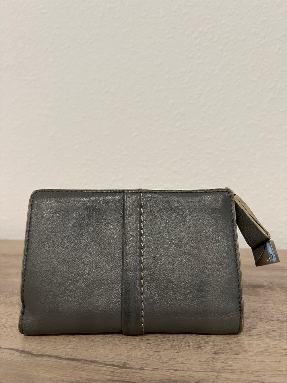 Vintage Gray Leather Fold-Over Wallet with Silver Hardware - Gray - Picture 2 of 7